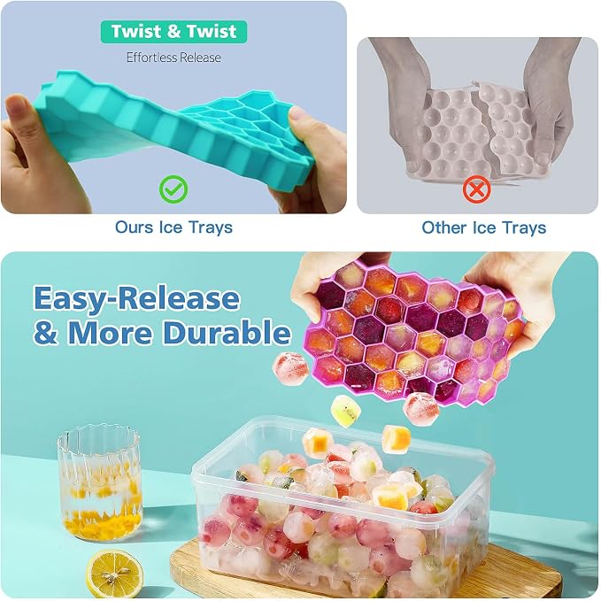 Azyh Ice Cube Trays for Freezer, 3 Pack Ice Cube Tray - Image 4