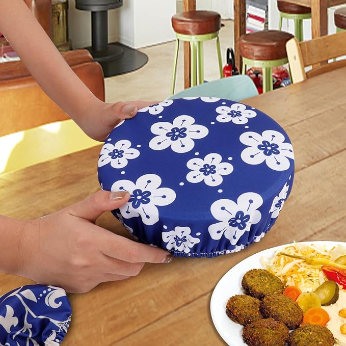10Pcs Reusable Bowl Covers In 5 Size, Stretch Cloth Fabric Dish Cover Kitchen - Image 8