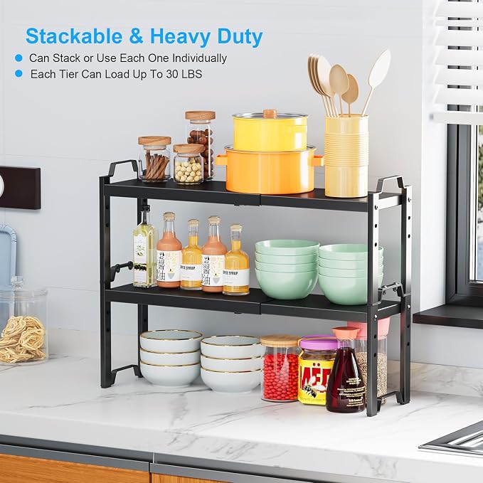 Narrow Expandable Cabinet Shelf Organizer 5.51" Width, Kitchen Counter Storage - Image 4