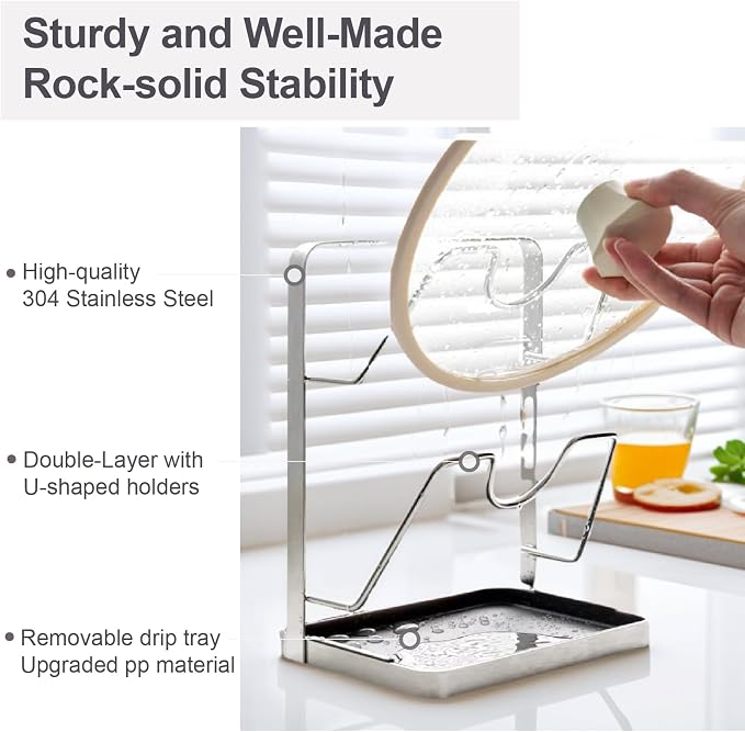 Space-Saving 304 Stainless Steel Pot Lid Holder While Cooking, Double-Layer - Image 2