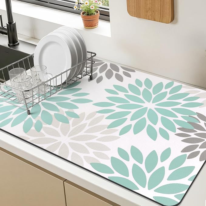Findosom Floral Dish Drying Mat, Cuttable Drying Mat - Image 8