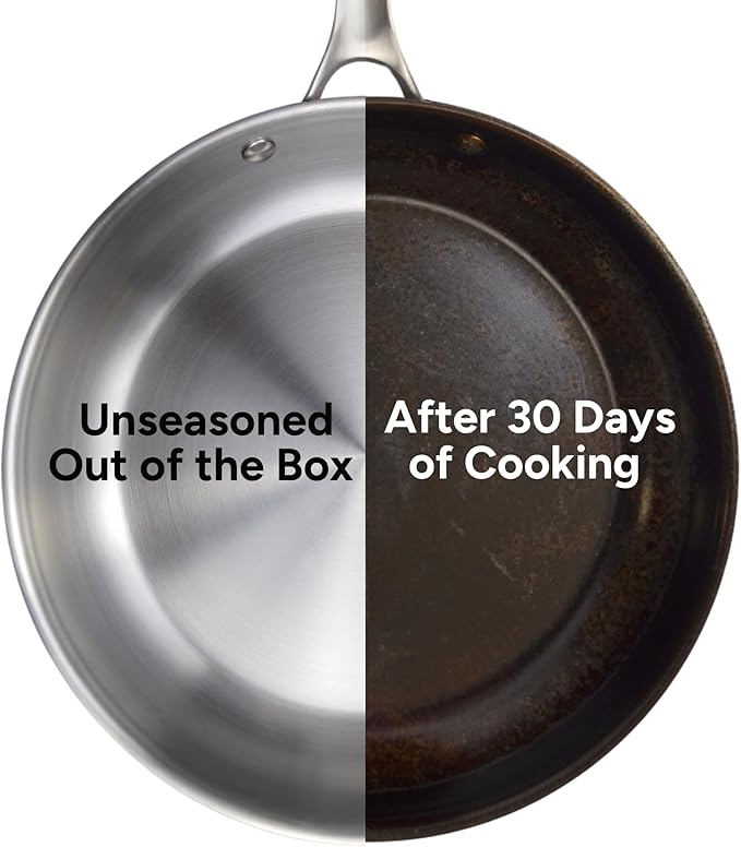 STRATA Carbon Steel Clad 10.5" Frying Pan Skillet, 3-Ply Carbon Steel Cookware - Image 6