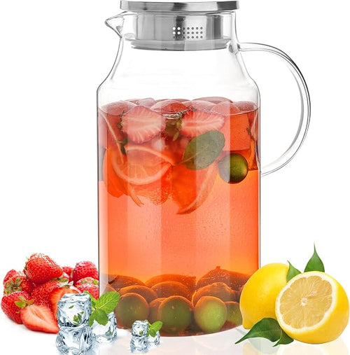 128oz Glass Pitcher with Lid, 1 Gallon Glass Water Pitcher Hot/Cold Water Jug by Liuruiyu