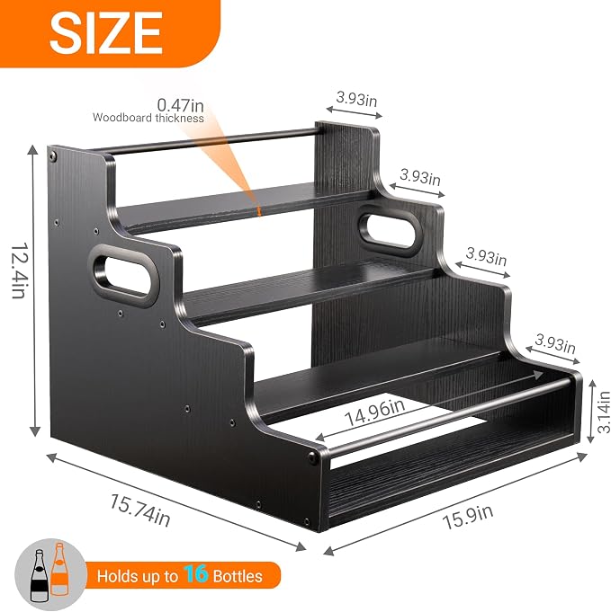 YQBRAO 4-Tier Liquor Bottle Display Shelf, Coffee Syrup Rack Organizer - Image 3