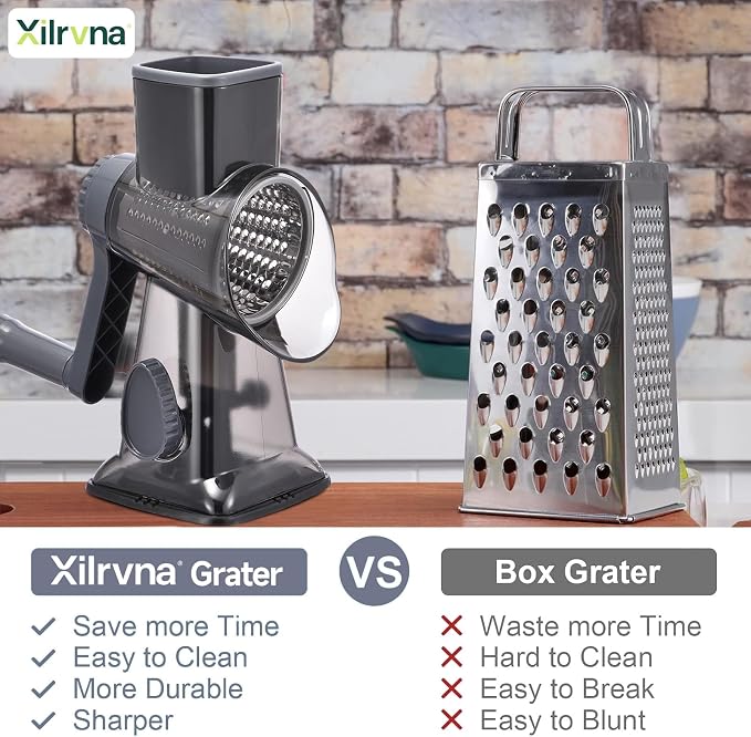 Rotary Cheese Grater with Handle Kitchen Shredder Slicer Grater Slicer Ice - Image 2