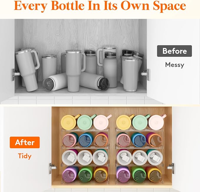 Lifewit Stackable Bottle Storage Organizer, Large Slot Water Bottle Tumbler Cup - Image 9
