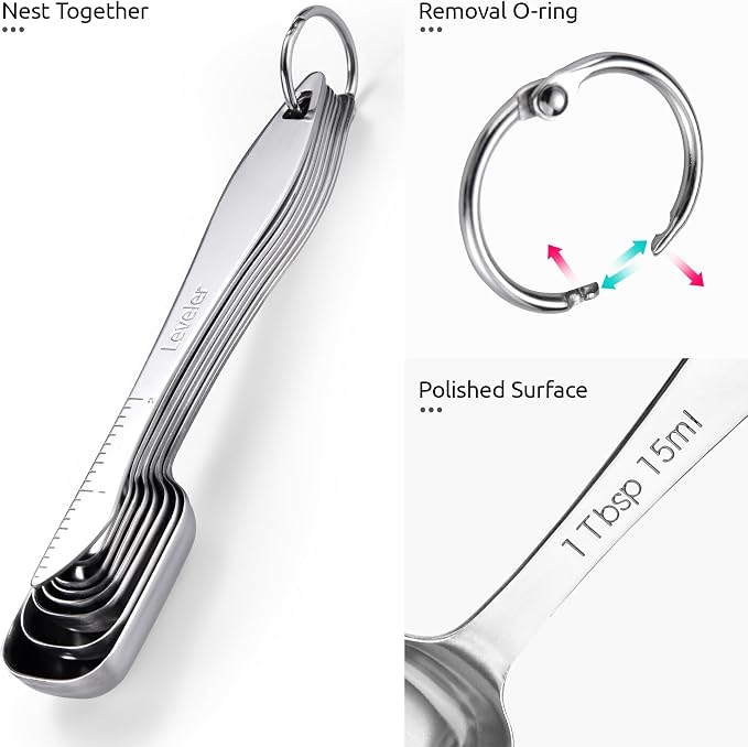 U-Taste Narrow Square Measuring Spoons: 18/8 Stainless Steel Kitchen Measure - Image 6