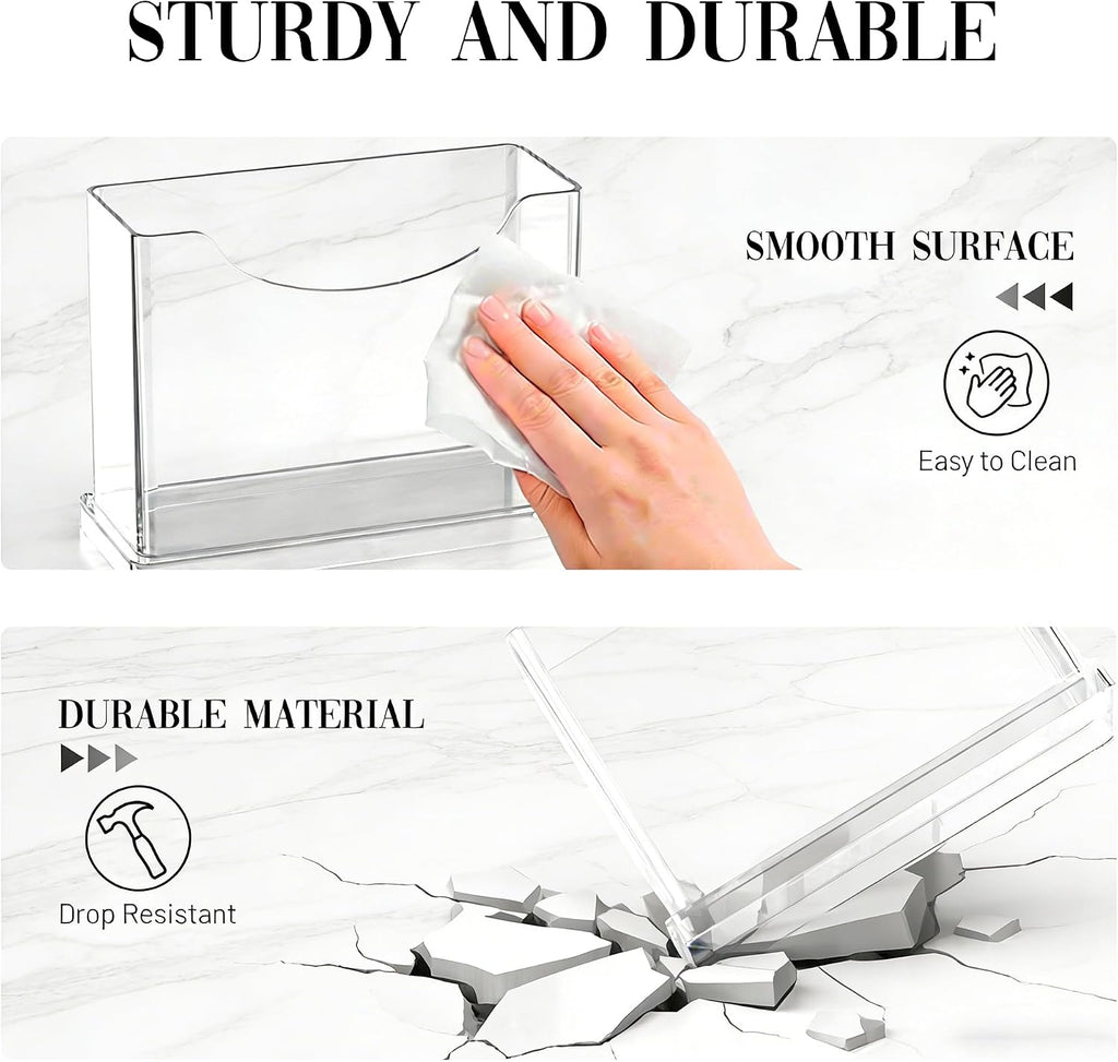 Cocktail Napkin Holder Table - for 5 x 5 Inches Napkin, Clear Upright