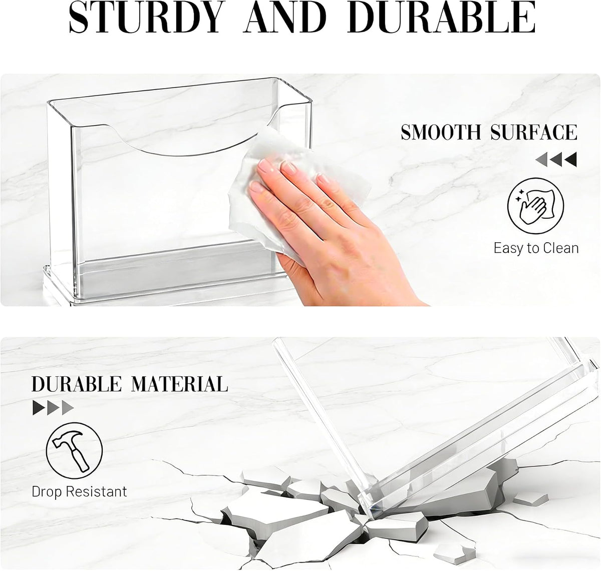 Cocktail Napkin Holder Table - for 5 x 5 Inches Napkin, Clear Upright
