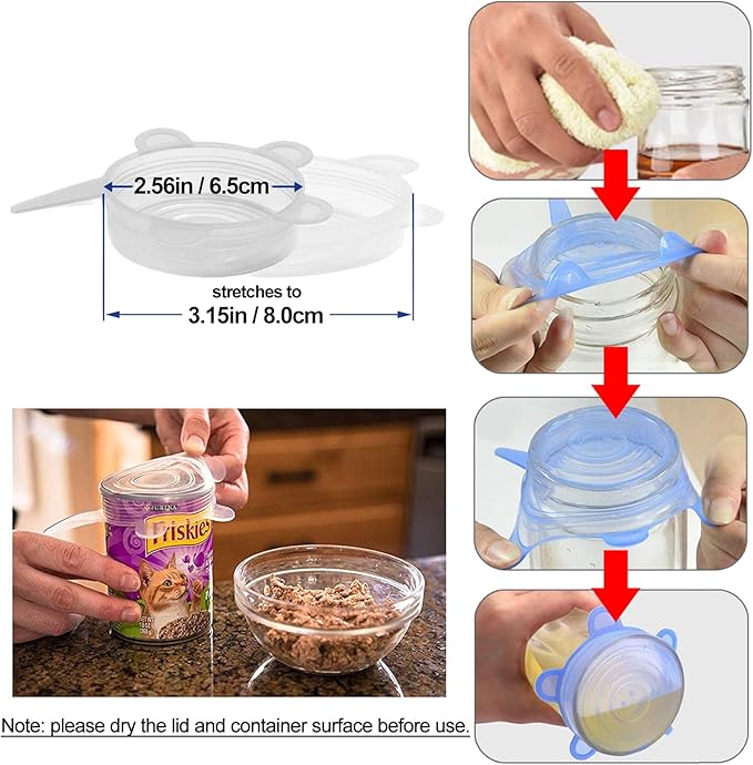 Silicone Can Lids, Reusable Silicone Stretch Lids - Image 3