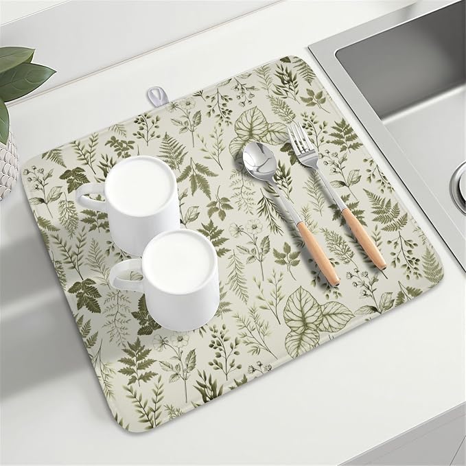 Vintage Botanical Floral Dish Drying Mat - Image 8