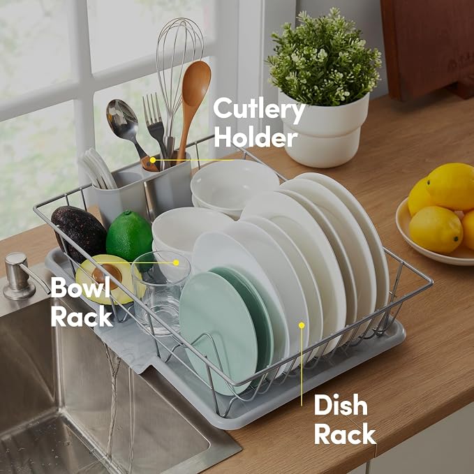 Space-Saving 3-Piece Dish Drainer Rack Set - Image 5
