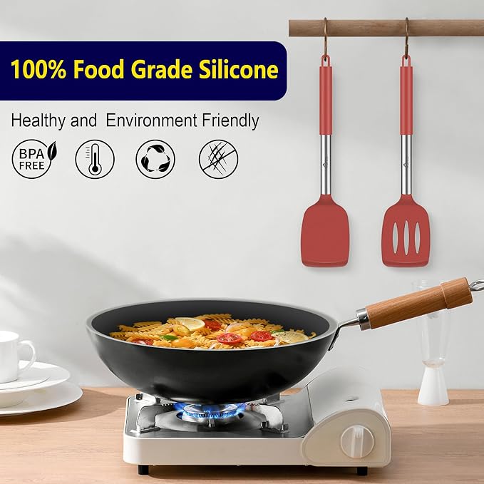 HOTEC Silicone Spatula Set of 2 Heat-Resistant 600°F & BPA-Free Kitchen - Image 7