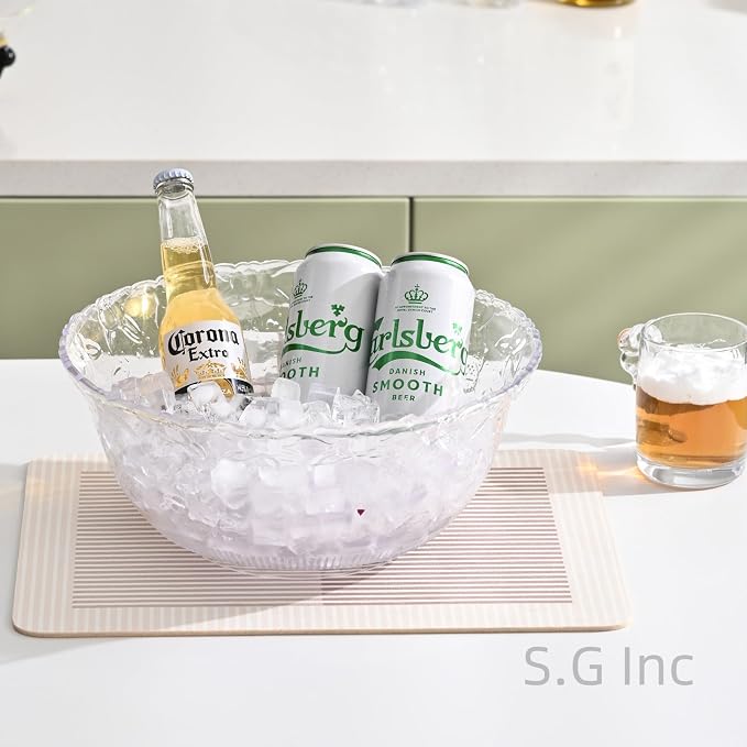 S.G Premium Quality 2 Gallon / 8 Quart Clear Plastic Punch Bowl - Image 6