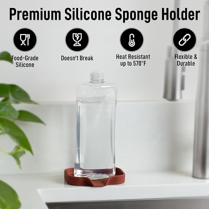 Zulay Kitchen Small Silicone Sponge Holder – Space-Saving Sink Organizer Tray - Image 2