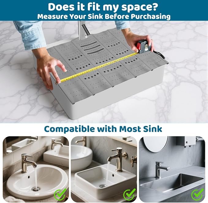 Bathroom Sink Cover for Counter Space, Foldable Silicone Makeup Mat for Hair - Image 3