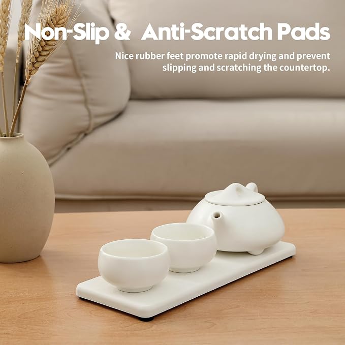 2PCS White Water Absorbing Diatomite Stone Drying Soap Dish Sink Vanity Tray - Image 4
