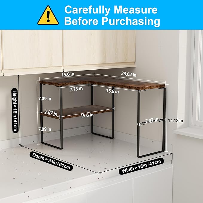 Golener Countertop Organizer Corner Shelf, 2 Tier Adjustable Stackable Corner - Image 2