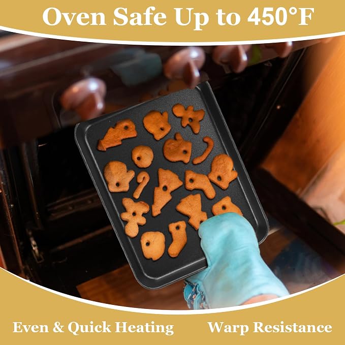E-far Toaster Oven Tray, 10.5x8x1 Inch Nonstick Baking Cookies Sheet Pan - Image 5