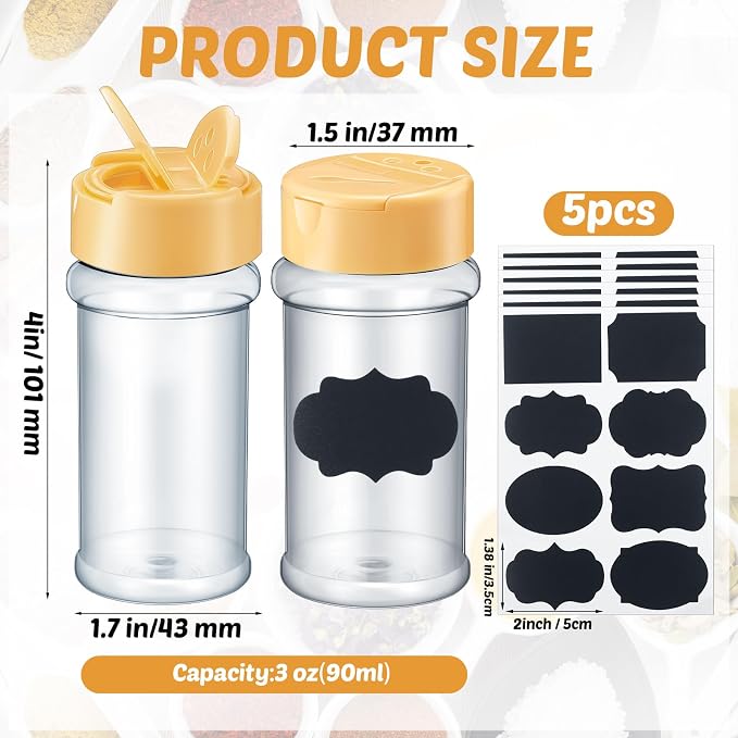 Eccliy 36 Pack 3 oz Clear Plastic Spice Jars - Image 2