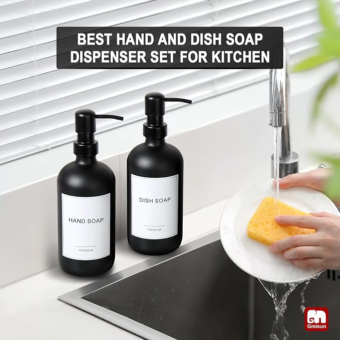 GMISUN Black Soap Dispenser, 2 Pack Matte Black Hand Soap Dispensers - Image 7