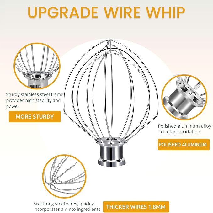 K45WW 6 Wire Whip for 4.5 5 QT KitchenAid Tilt-Head Stand Mixer，Whisk - Image 2