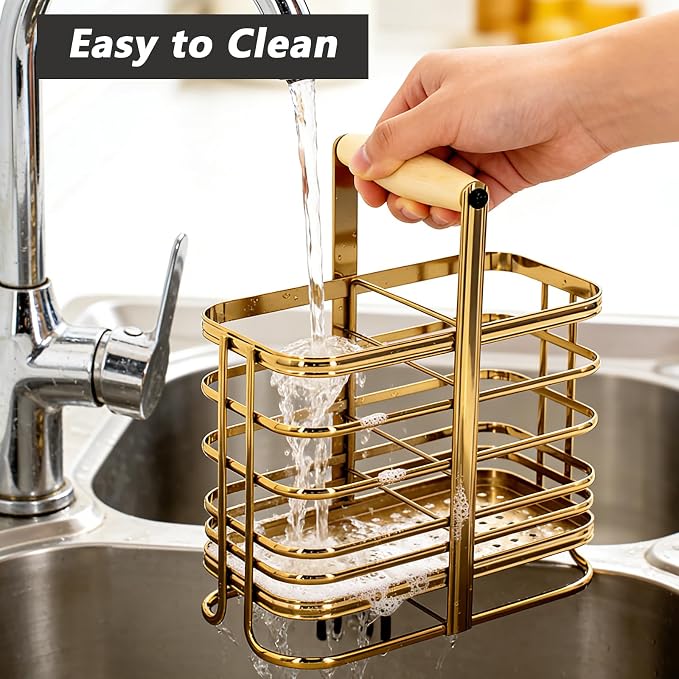 Caliamary Utensil Holder, Stainless Small Stainless Steel Cutlery Drainer Caddy - Image 5