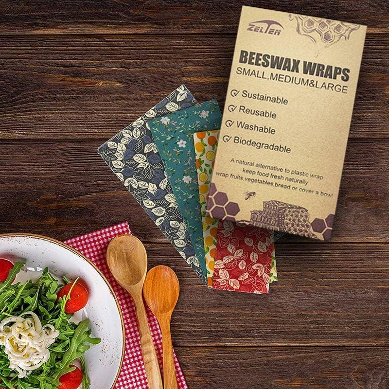 Reusable Beeswax Food Wraps, 3 Packs, 3 Sizes