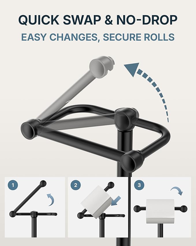 RARXTR Toilet Paper Holder Stand, Modern Bathroom Free Standing Toilet Paper - Image 3