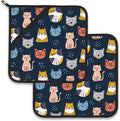 Cute Cat Pot Holder Set of 2, Heat Resistant Potholders Oven Hot Pads by Larkverk