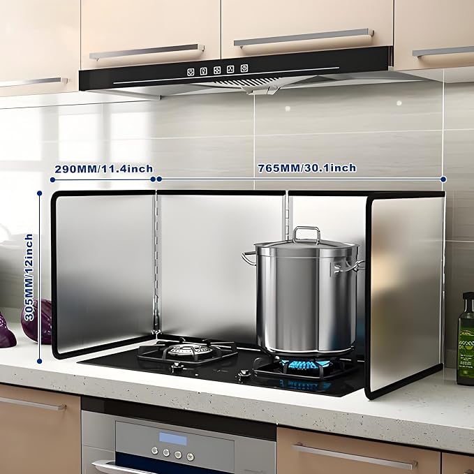 4 Sided Splatter Guard, Foldable Stainless Steel Oil Splatter Screens - Image 2