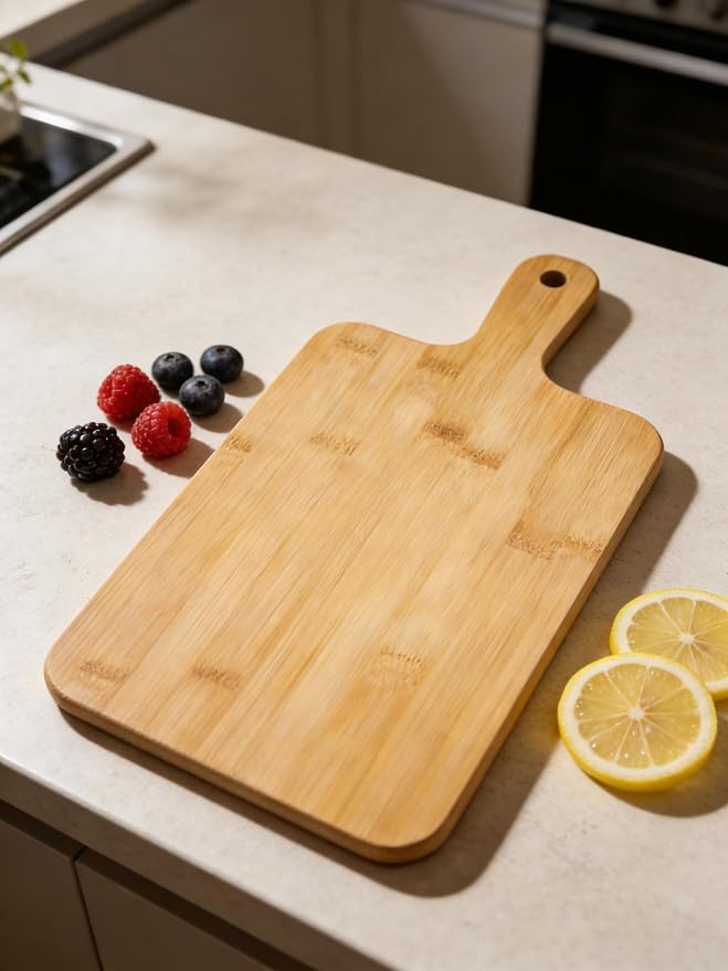 ZeQi Bamboo Cutting Board with Handle, Wooden Cutting Boards, Chopping Board - Image 4