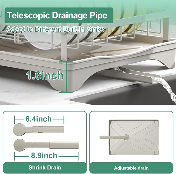 Dish Drying Rack, Dish Racks for Kitchen Counter, Metal Dish Drainer - Image 6