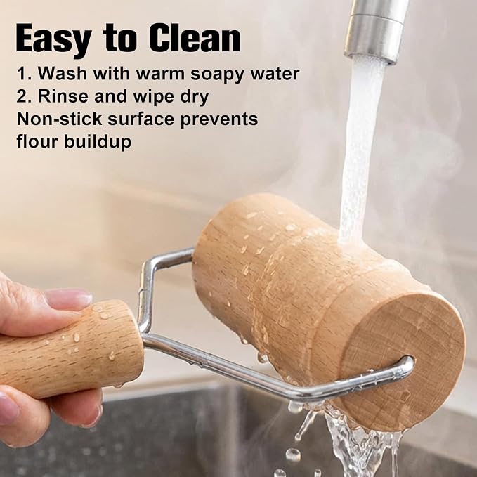 2 Pack Small Rolling Pin Wooden Dough Roller Pizza French Mini Baking roller Set - Image 6