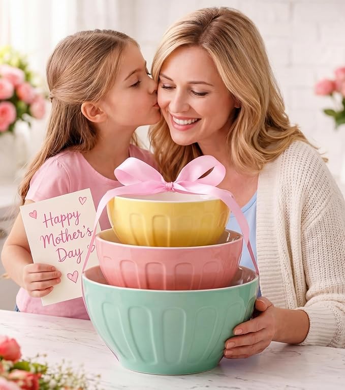 Lareina Ceramic Mixing Bowls Set of 3, Large Nesting Bowls - Image 7