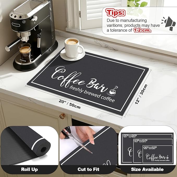 Findosom 12"x 20" Dish Drying Mat, Super Absorbent & Cuttable Coffee Mat - Image 2