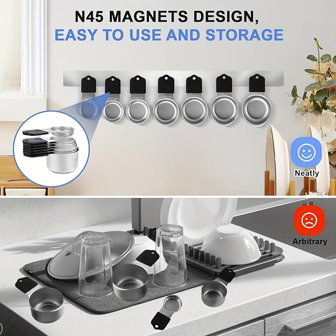 Magnetic Measuring Cups, Stainless Steel Kitchen Aid Cups Measuring set - Image 4