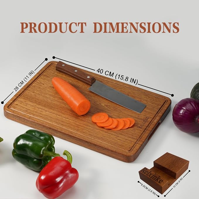 Solid Teak Wood Cutting Board One Piece Non Glued Large Thick Crack Resistant - Image 2