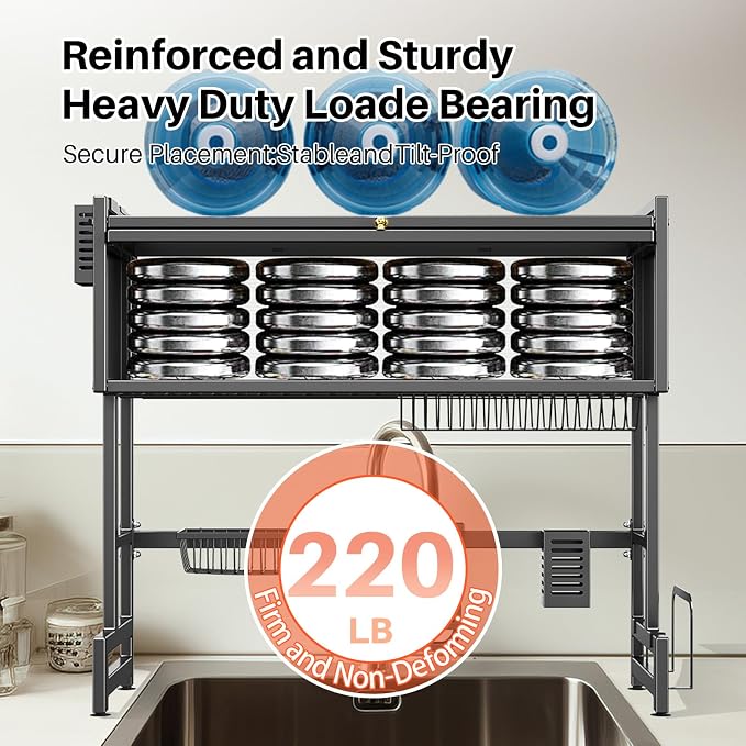 Over The Sink Dish Drainer Drying Rack 3 Tiers - Image 8