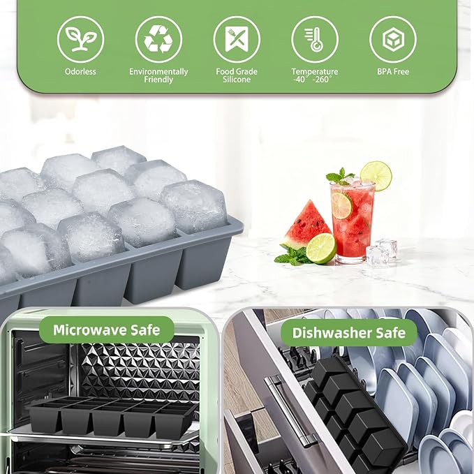 Ice Cube Trays for Freezer, 3 Pack Easy Release Slicone Ice Cube Tray - Image 5