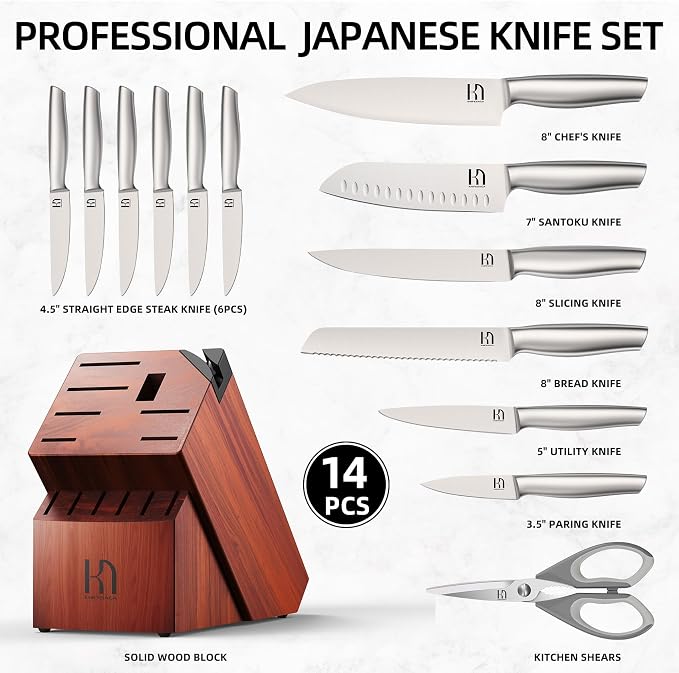 KnifeSaga Knife Set Premium, Japanese High Carbon Stainless Steel 14 Pcs - Image 6
