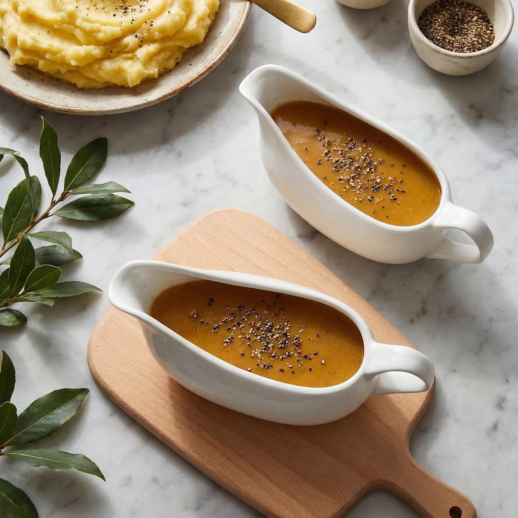 Gravy Boat Set of 4, 14 oz Ceramic Sauce Boats for Salad Dressing