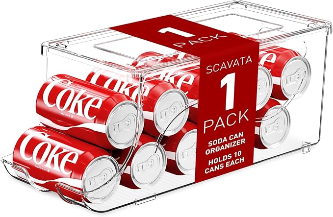SCAVATA Stackable Refrigerator Organizer, Soda Can Dispenser Pop Cans Container by Tidyyourlife