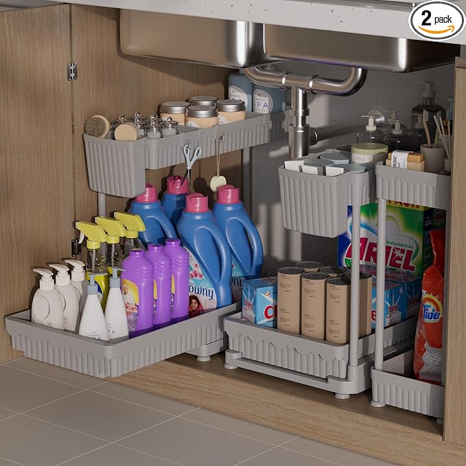 Sevenblue 3 Pack Multi-Purpose Under Sink Organizers and Storage, 2026 L-Shaped by Sevenblue