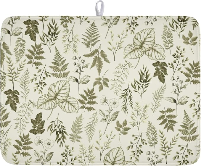 Vintage Botanical Floral Dish Drying Mat by Unknown