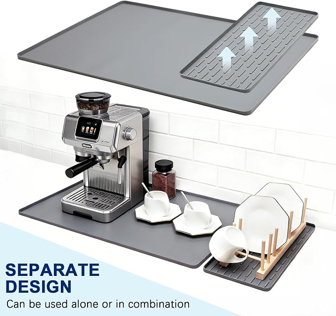 Silicone Coffee Mat 24" x 16", Heat Resistant Non Slip Leak Proof - Image 2