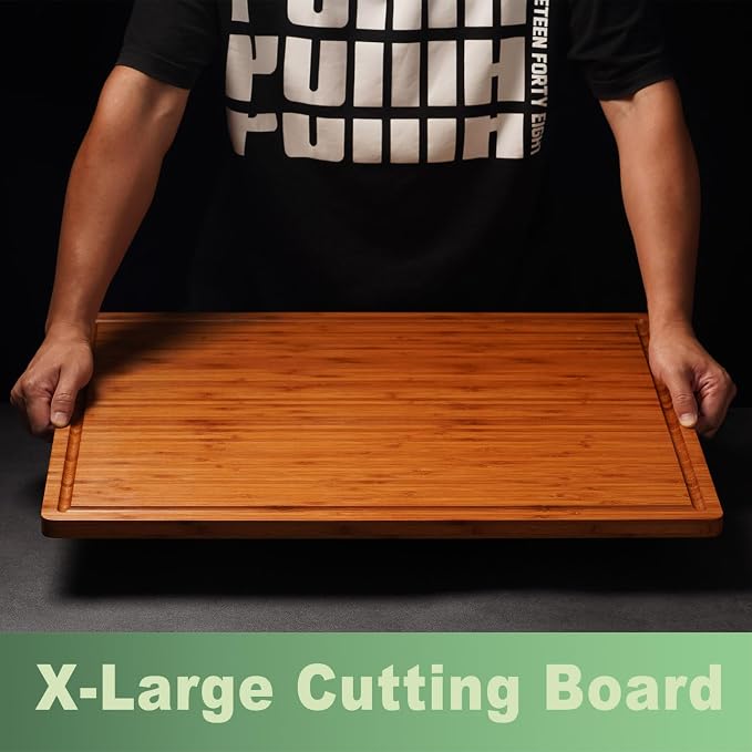 Allsum Extra Large Carbonized Bamboo Wood Cutting Boards - Image 3