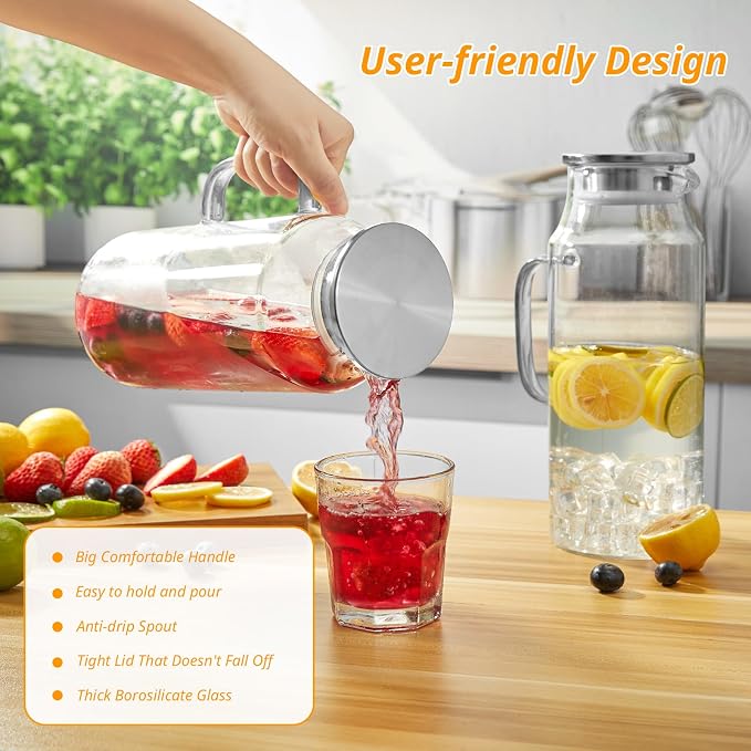 2 Liter 68 oz Glass Pitcher - Image 3