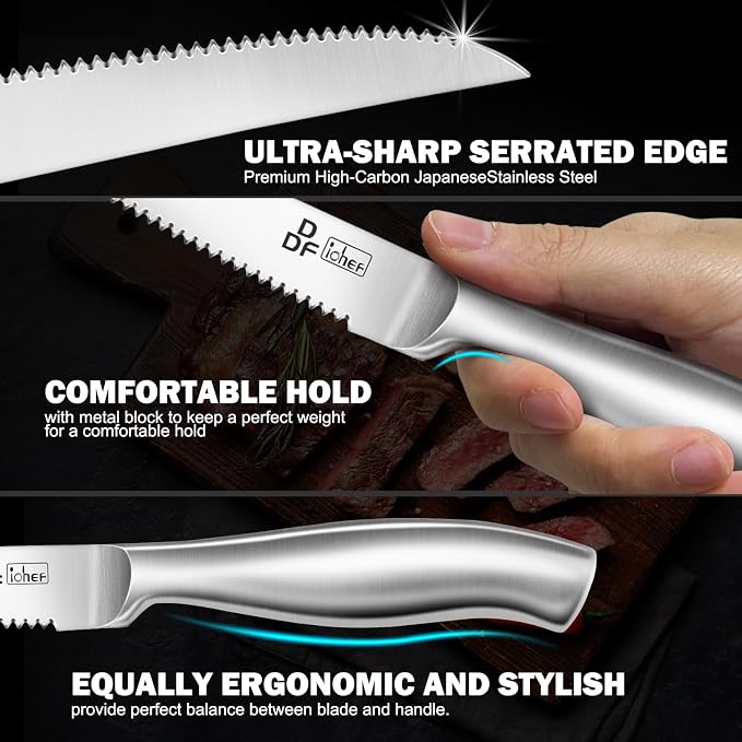 DDF iohEF Steak Knife Set, 8 Piece Steak Knife, High Carbon Japanese Stainless - Image 2