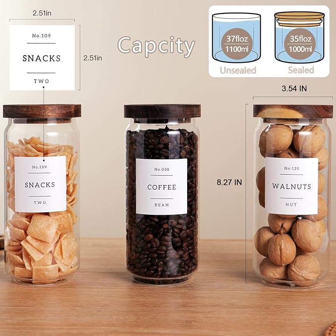CZZGSM 3 Set Glass Pantry Storage Jars - 35oz Thicken Glass Kitchen Canisters - Image 4